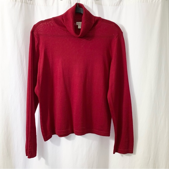 Linea Donna Womens 100% Fine Merino Wool Red Cowl Neck Sweater XL - Picture 2 of 6